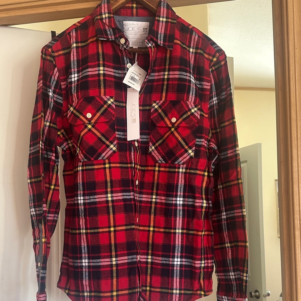 Joe's Men's Red and Yellow Plaid Casual Shirt